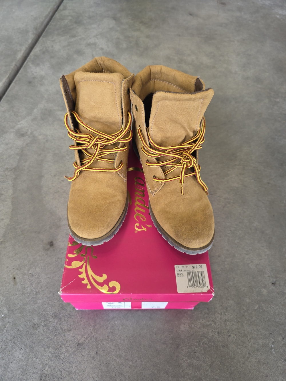 Candie's Capowell Tan Lace Up Ankle Boots Size 7.5